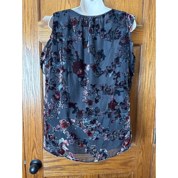 White House Black Market Cold Shoulder Floral Size 8 Velvet Burnout Whimisgoth - Picture 4 of 10